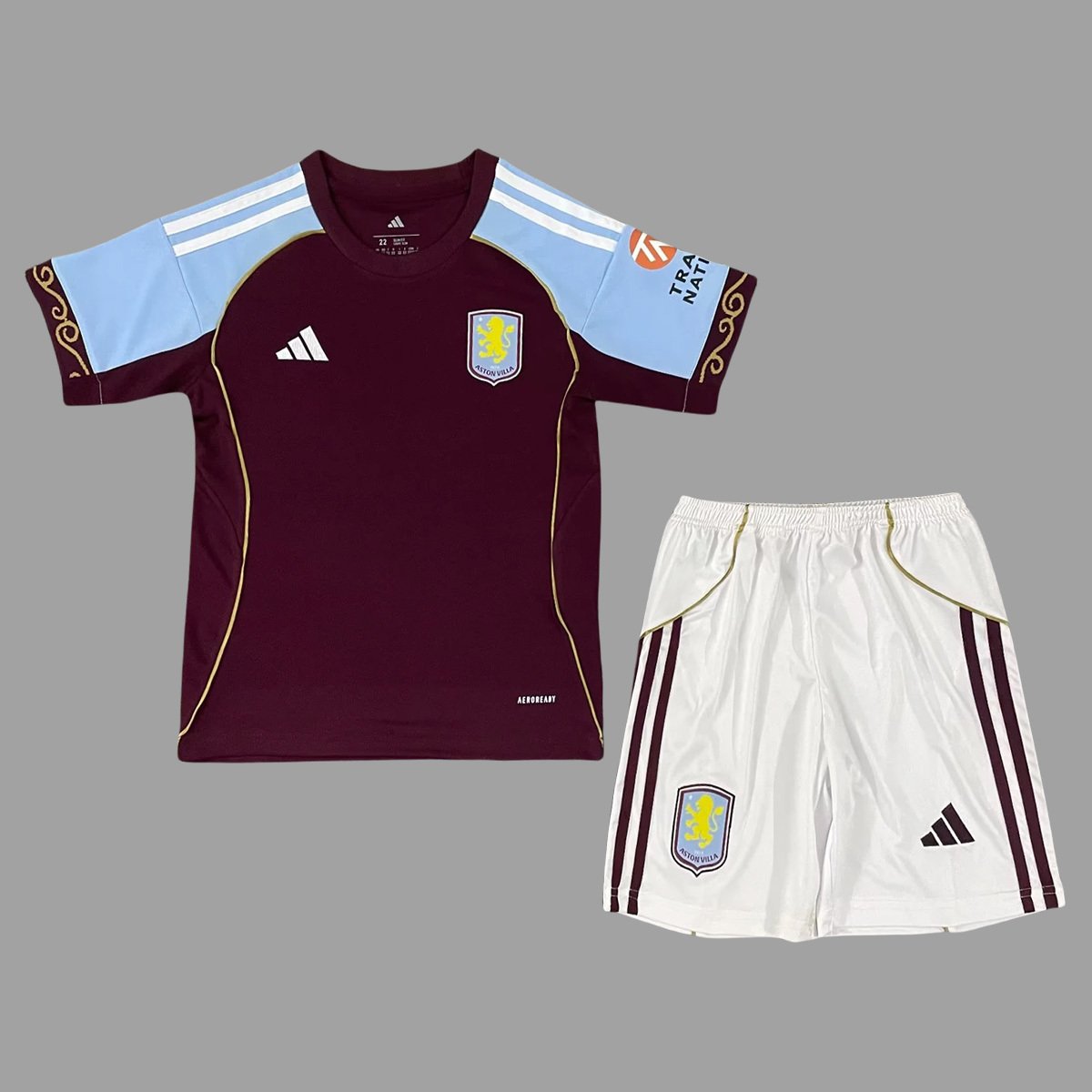 25_26 Aston Villa Home Kids Soccer Jersey Size 16-28 1_1 Kids Kit Aston Villa Home Jersey 2025/26 - Image 1