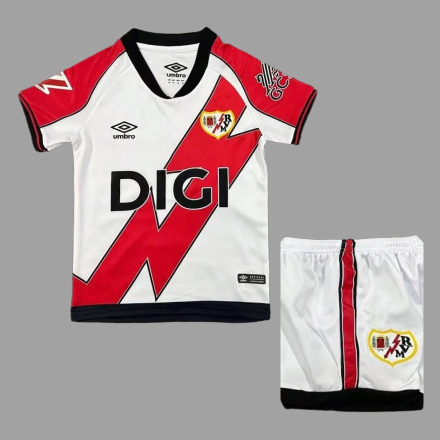 25_26 Vallecano Home Kids Soccer Jersey 1 Kids Kit Rayo Vallecano Home Jersey 2025/26 - Image 1