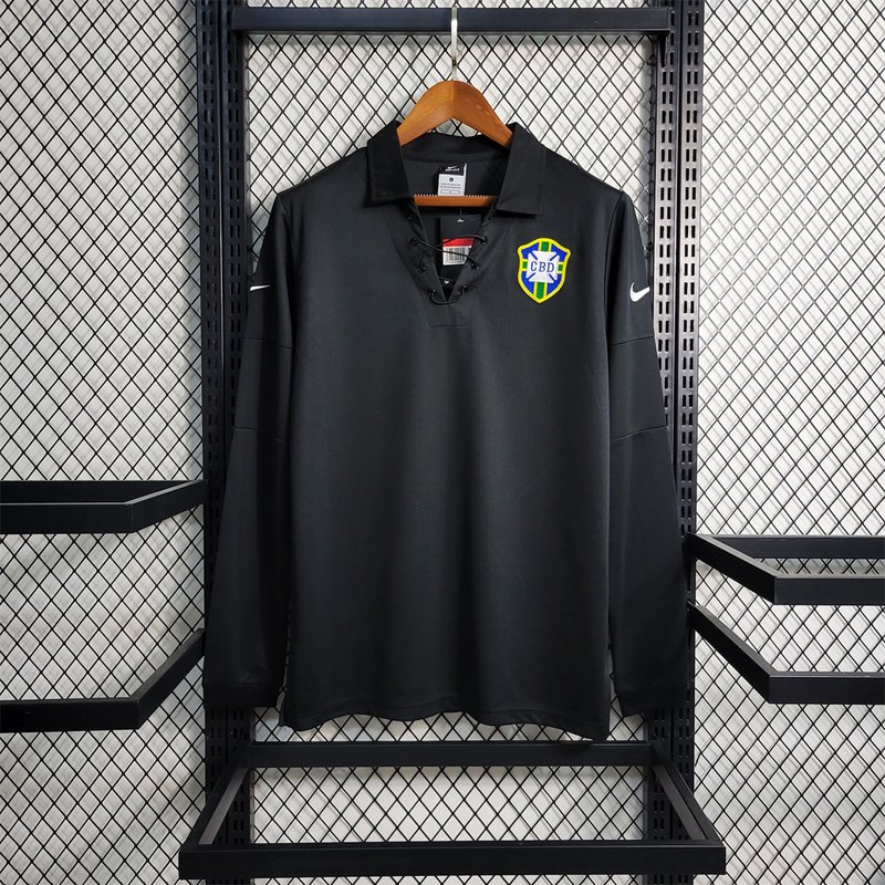 2004 Brazil Special Edition Black Long Sleeve 1 Brazil Special Edition Retro Black Long Sleeve Jersey 2004 - Image 1