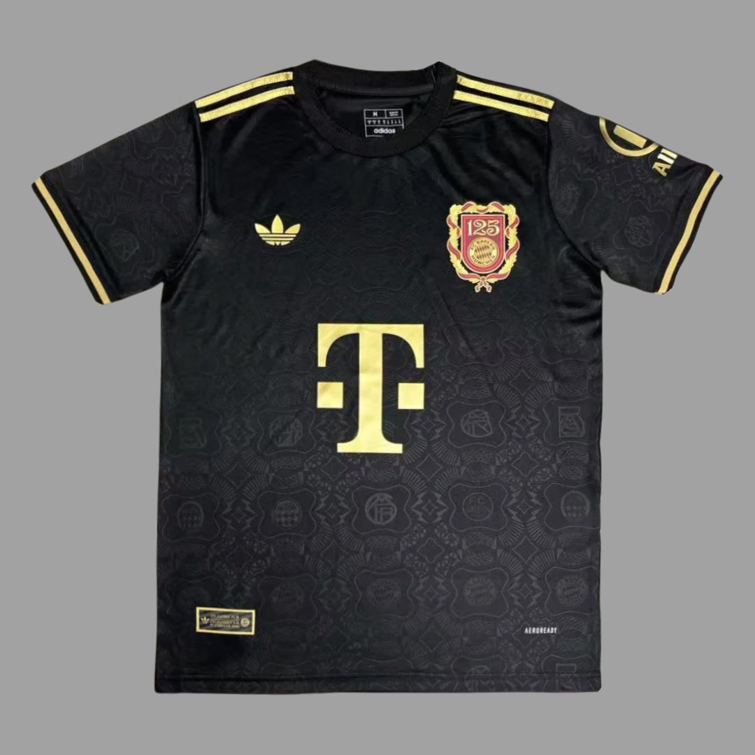 2025 Bayern Munich 125 Years Anniversary Black Soccer Jersey 1 Bayern Munich 125th Anniversary Black Jersey 2025 - Image 1