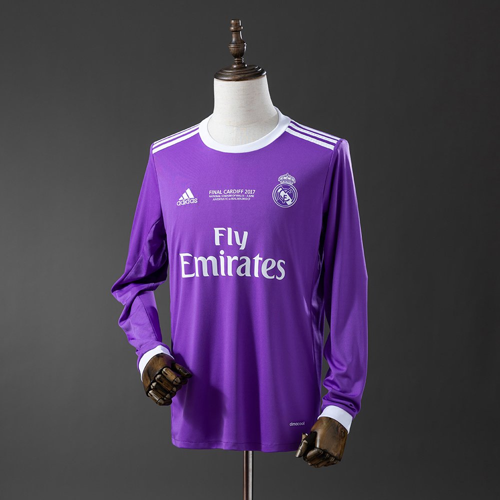 Retro long sleeve Real Madrid 16-17 away 1 Real Madrid Retro-Auswärtstrikot mit langen Ärmeln – Finale Cardiff 2017